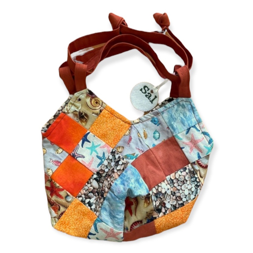 Patchwork Mini Purse Quilted Handmade Small Handbag Summer Beach Theme